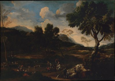 Landschaft mit einem Kampf zwischen zwei Widdern von Jan Miel